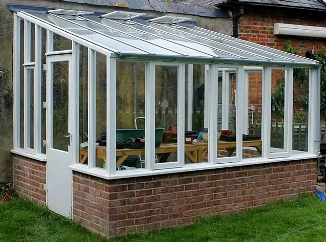 Hardwood painted greenhouse, Stockbridge, Hampshire